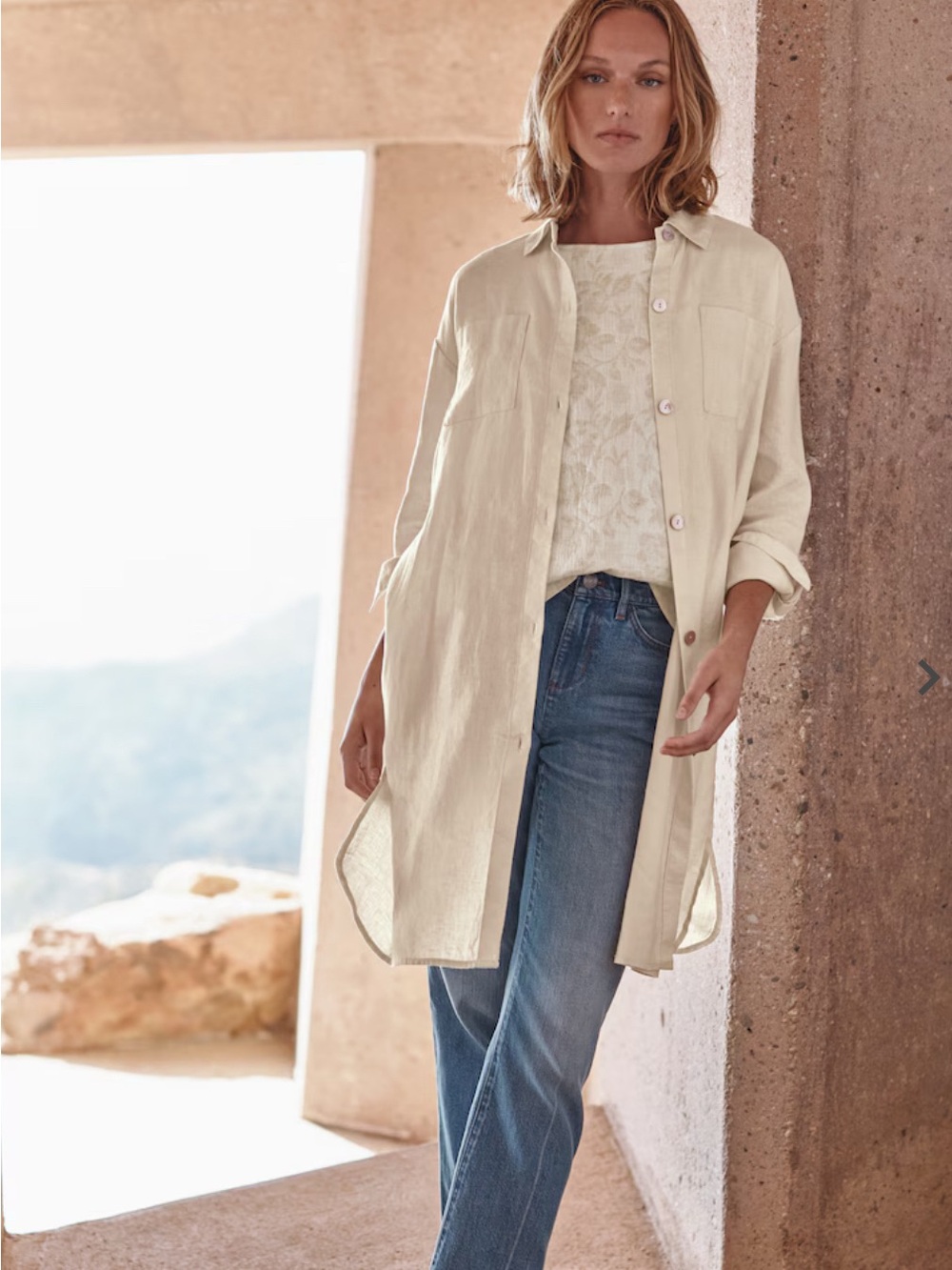 J. Jill Pure Jill Linen-Blend Duster Jacket Barley Women’s S Coastal Lagenlook